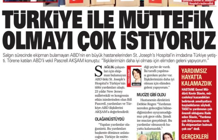 TASC'tan COVID-19 salgınında St. Joseph's Hospital'e sağlık ekipmanı yardımı
